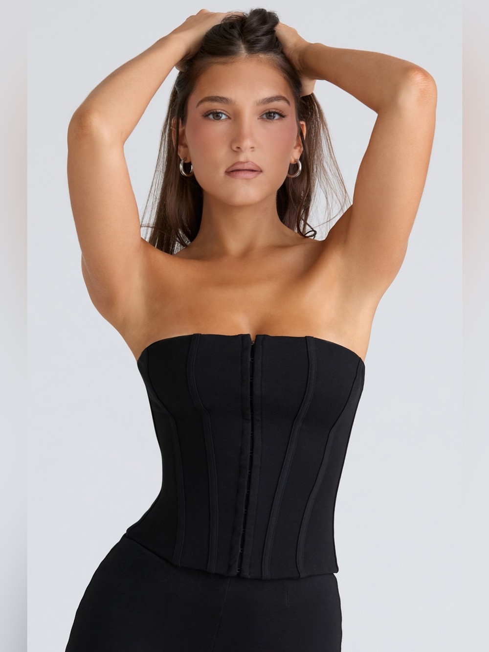 HOUSE OF CB 'The Strapless' Black Stretch Corset Top/Size M NWOT